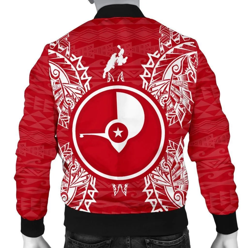 Yap Polynesian Mens Bomber Jacket Map Red White
