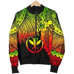 Polynesian Hawaii Mens Bomber Jacket - Tribal Wave Tattoo Reggae