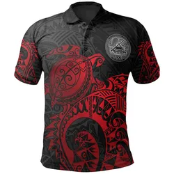American Samoa Polo Shirt - American Samoa Seal Red Turtle Tattoo