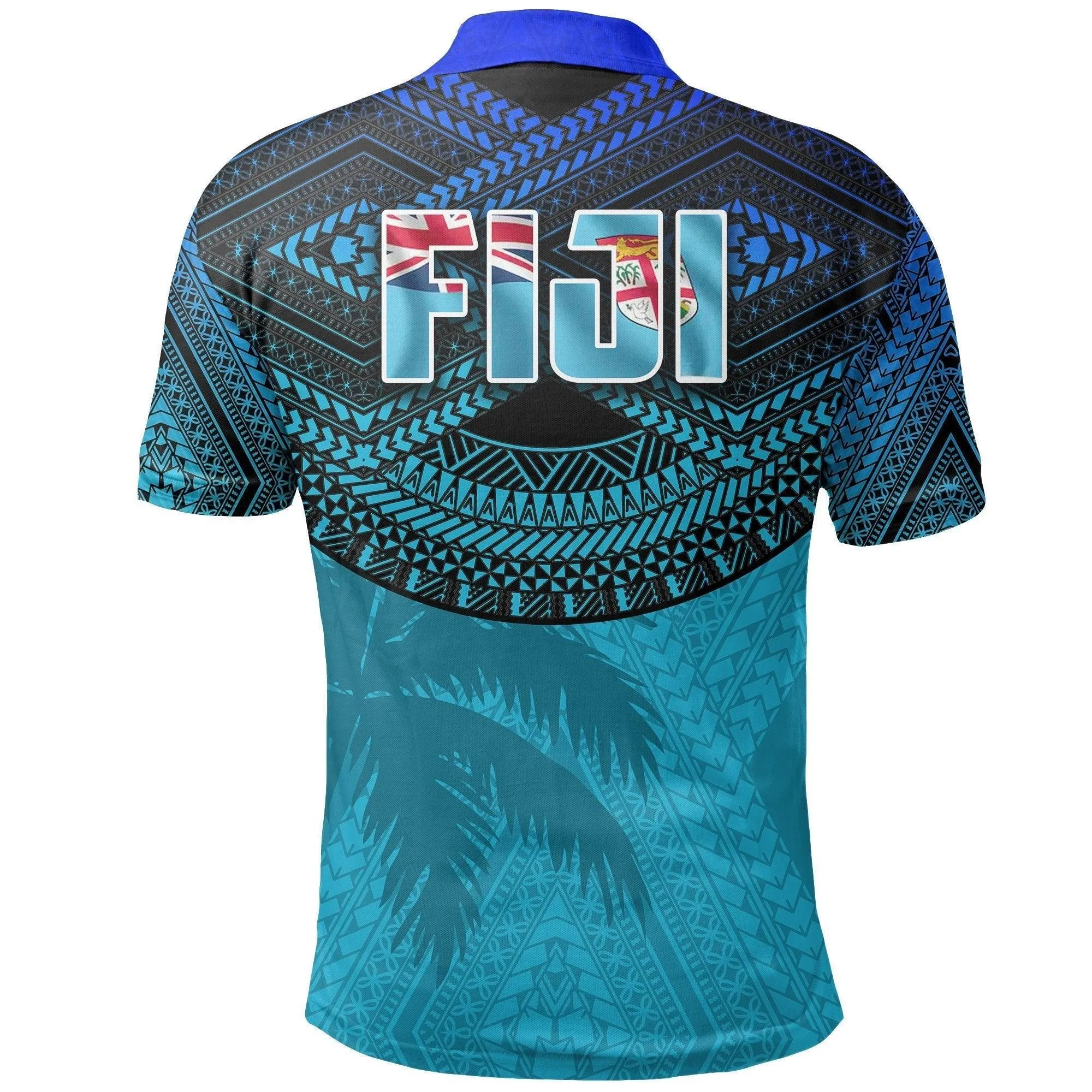 Fiji Rugby Polynesian Polo Shirt Blue