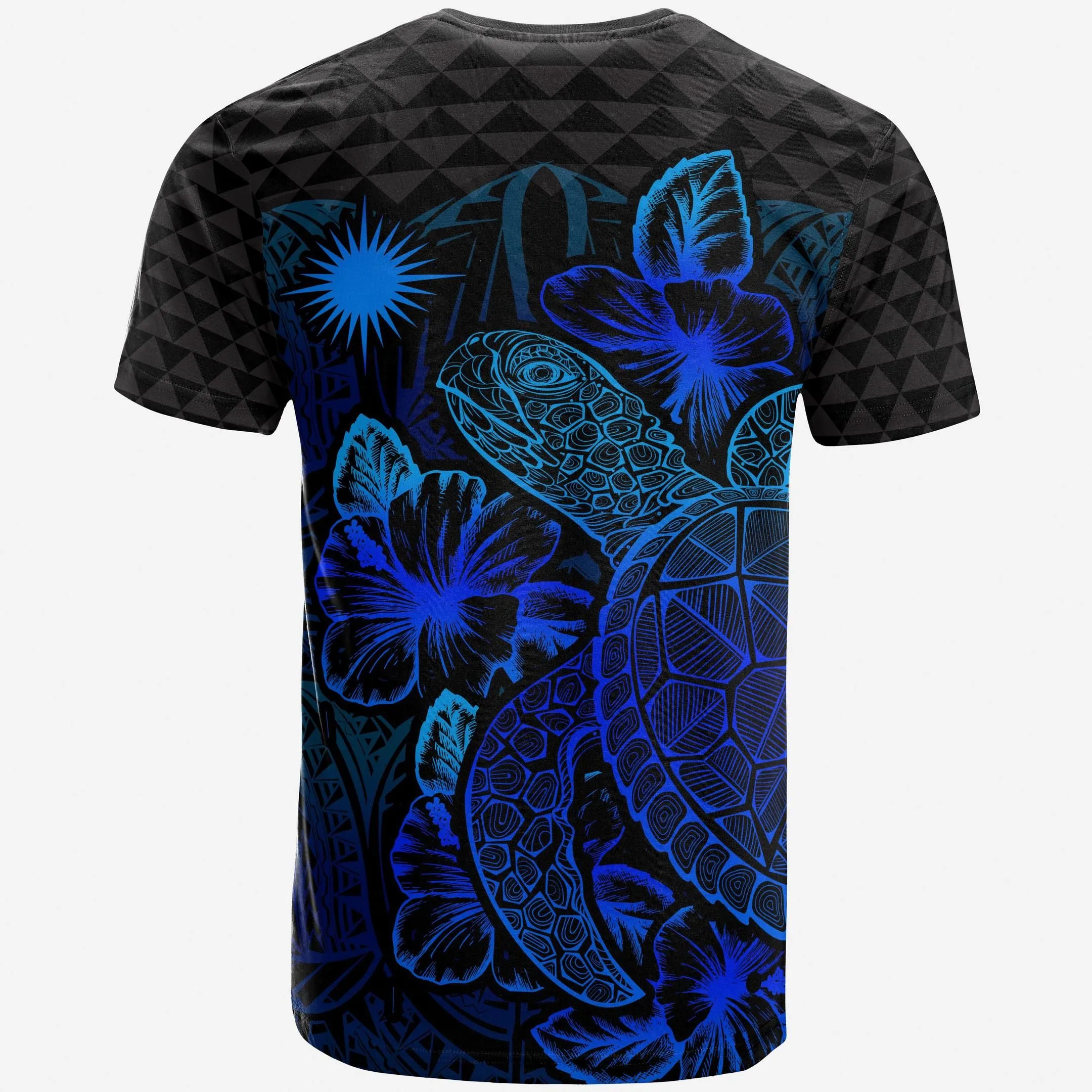 Alohawaii T-Shirt - Tee Marshall Islands Polynesian - Turtle Hibiscus Blue - BN39