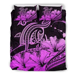 FamilyGater Bedding Set - Cover and Pillow Cases Hawaiian Map Hibiscus Turtle Polynesian Pink - AH - J1