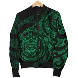 FamilyGaterJacket - Bomber Jacket Polynesian Hawaii - Green Turtle Tribal - BN12
