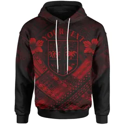 Fiji Polynesian Custom Personalised Hoodie- Fiji Red Seal Camisole Hibiscus Style - BN18