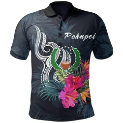 Polynesian Pride Polo Shirt - Pohnpei Micronesia Polo Shirt Tropical Flower