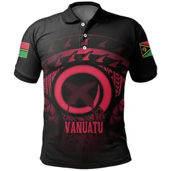 Vanuatu Turtle Hibiscus Polo Shirt (Red) A02
