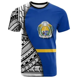 Nauru T-Shirt- Coat Of Arm and Polynesian Patterns
