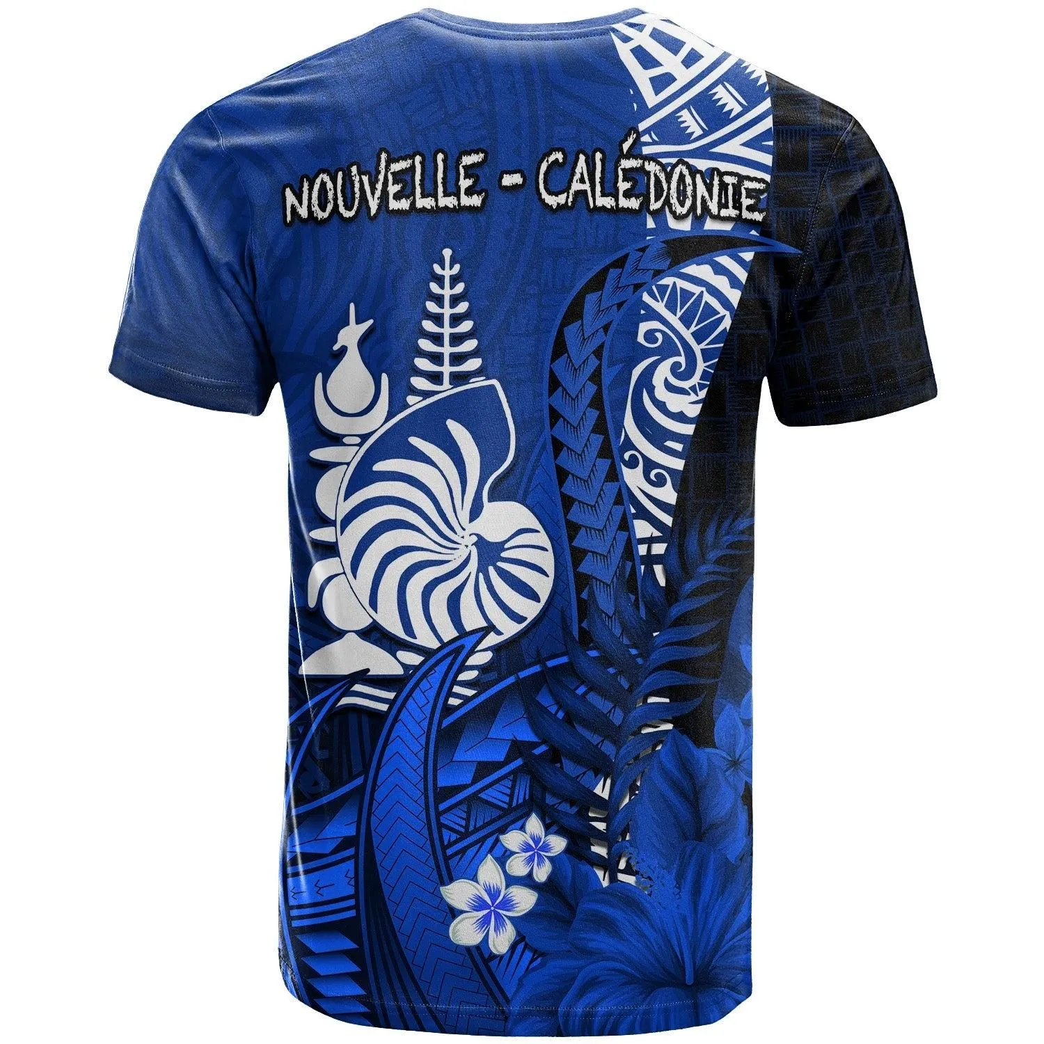 (Custom Personalised) New Caledonia T Shirt Nautilus Blue Polynesian Hibiscus LT13