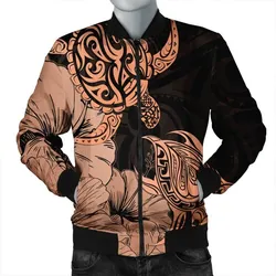 Hawaii Turtle Bomber Jacket Polynesian Hibiscus Art