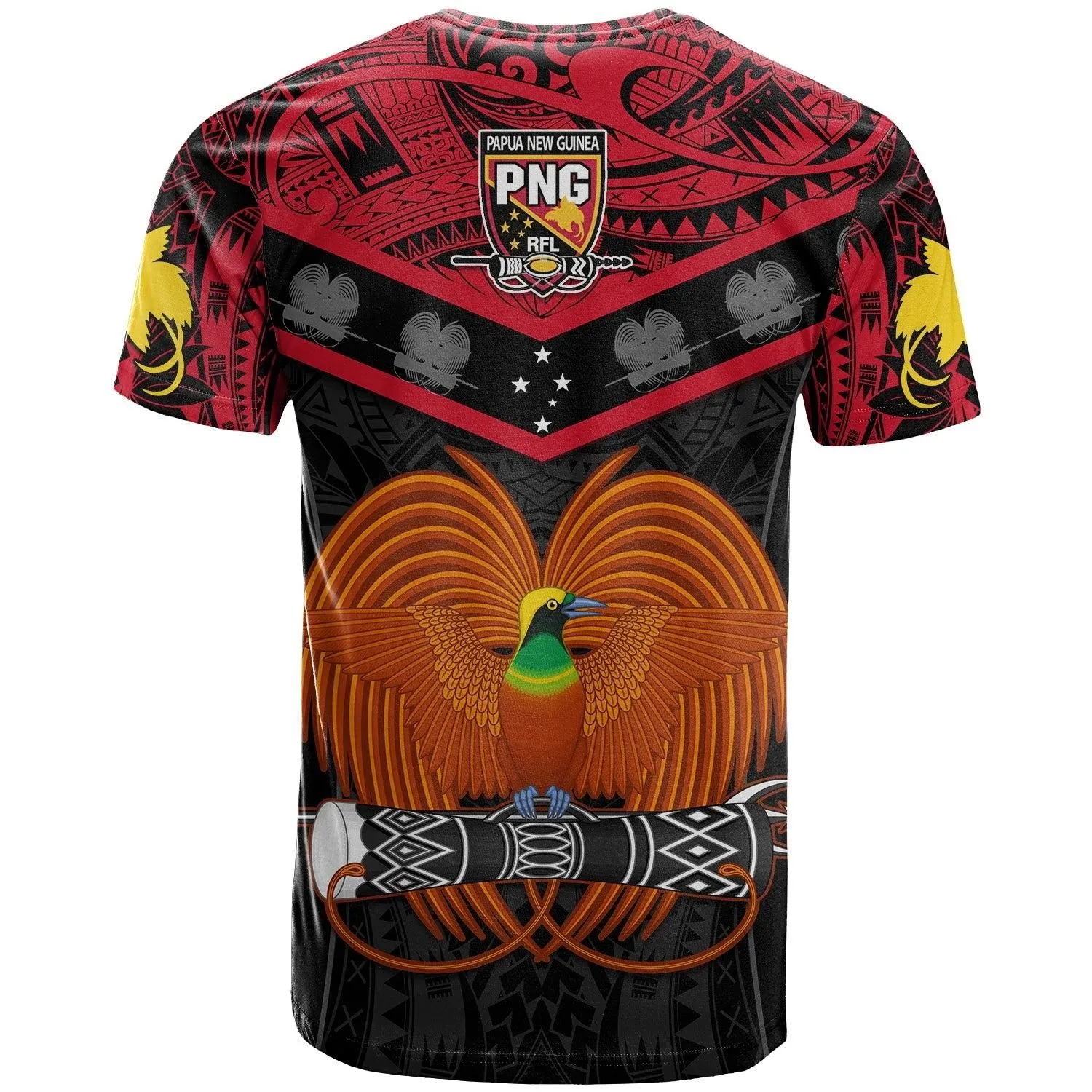 Papua New Guinea Rugby T Shirt PNG Kumuls Bird Of Paradise Black LT14