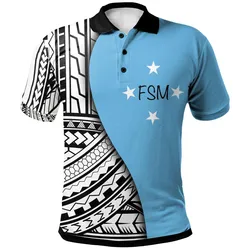 Federated States of Micronesia Polo Shirt - Coat Of Arm and Polynesian Patterns