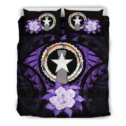 Northern Mariana Islands Purple Hibiscus Bedding Set Bedroom Decor