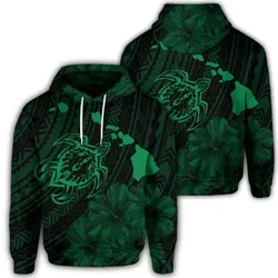 Alohawaii Hoodie - Hawaiian Hibiscus Sea Turtle Swim Polynesian Hoodie - Green - AH - J5R
