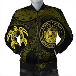 Hawaiian Coat Of Arms Turtle Polynesian Bomber Jacket Yellow