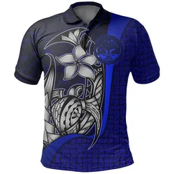 Marshall Islands Polo Shirt Blue Coat of Arm - Turtle with Hook