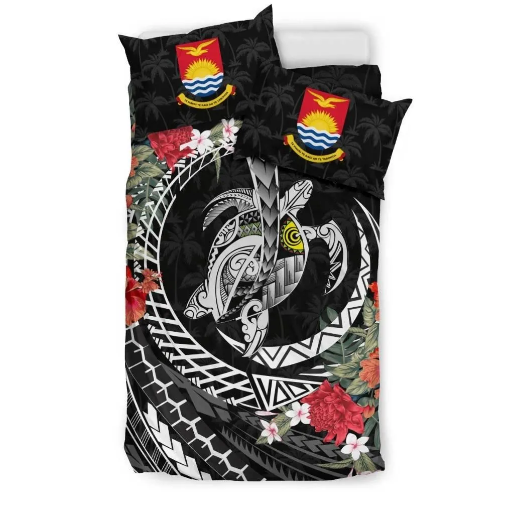 FamilyGater Bedding Set - Cover and Pillow Cases Kiribati - Polynesia Map Turtle Hibiscus A24