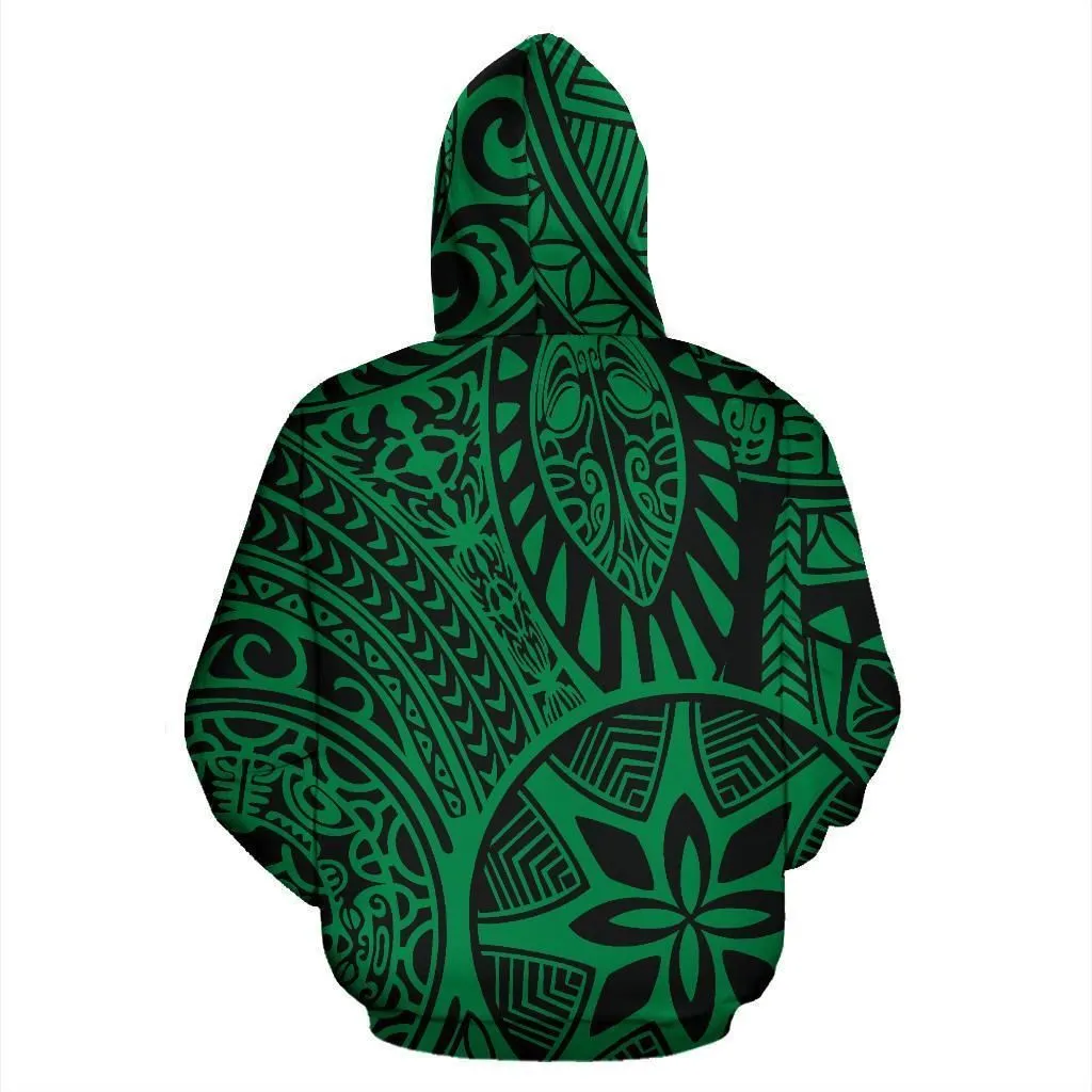 Hawaii Hoodie - Polynesian Hawaiian Style Tribal Tattoo Green Pullover