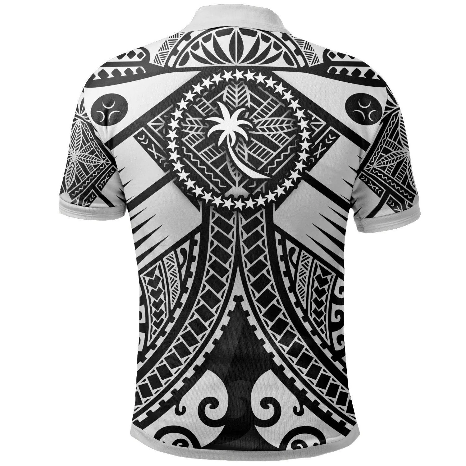 Chuuk Polo Shirts - White Seal with Polynesian Tattoo