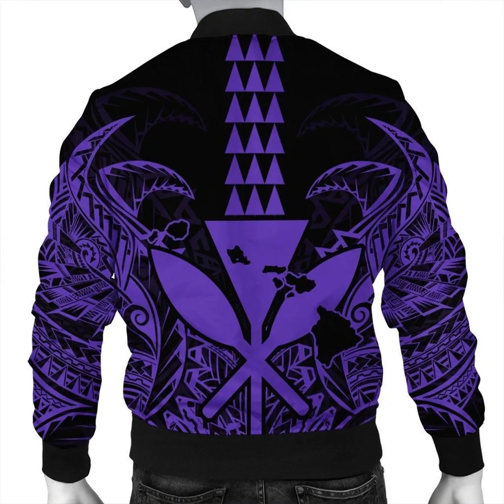 Hawaii Polynesian Kanaka Kakau Bomber Jacket - Alan Style Purple - AH