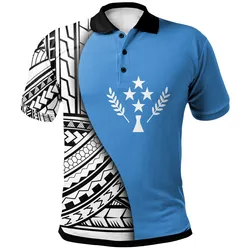 Kosrae Polo  Shirt - Coat Of Arm and Polynesian Patterns