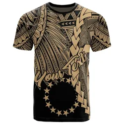 Alohawaii T-Shirt - Tee Cook Islands Polynesian Custom Personalised - Tribal Wave Tattoo Gold - BN12
