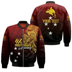 Personalised Papua New Guinea Bomber Jacket 47th Independence Anniversary - Tribal Bird of Paradise LT7