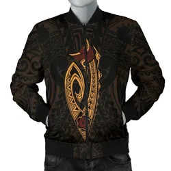 Hawaii Kakau Makau Fish Hook Kanaka Map Mens Bomber Jacket Polynesian