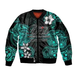 (Custom Personalised) Polynesian Fathers Day Bomber Jacket I Love You In Every Universe - Turquoise LT8