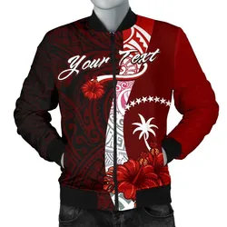 Chuuk Micronesia Custom Personalised Mens Bomber Jacket - Coat Of Arm With Hibiscus