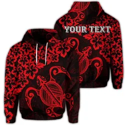 Alohawaii Hoodie - (Personalised) Hawaiian Map Turtle Hibiscus Kanaka Polynesian Hoodie - Red - AH - J4R