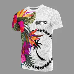 Chuuk Micronesian T Shirt - Hibiscus White Pattern