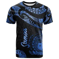 Samoa Polynesian T-Shirt - Poly Tattoo Blue Version