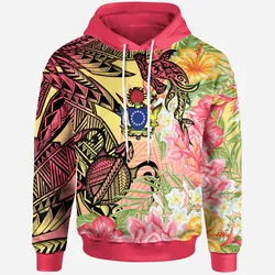 Cook Islands Hoodie - Flowers Tropical With Sea Animals