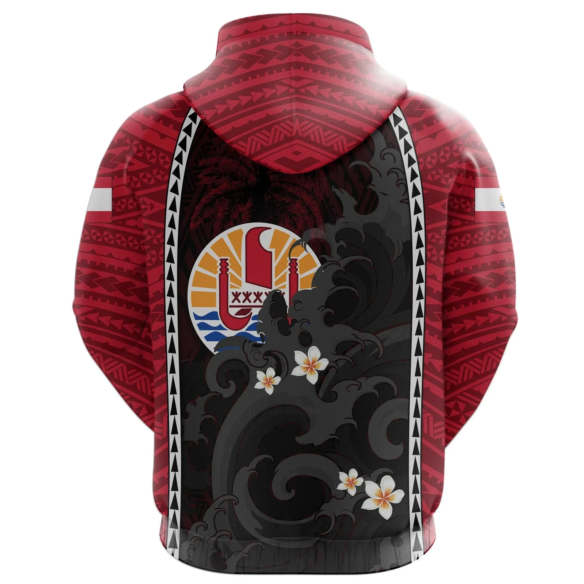 Alohawaii Clothing - Hoodie Tahiti All Over Print Hibiscus With Waves TH4