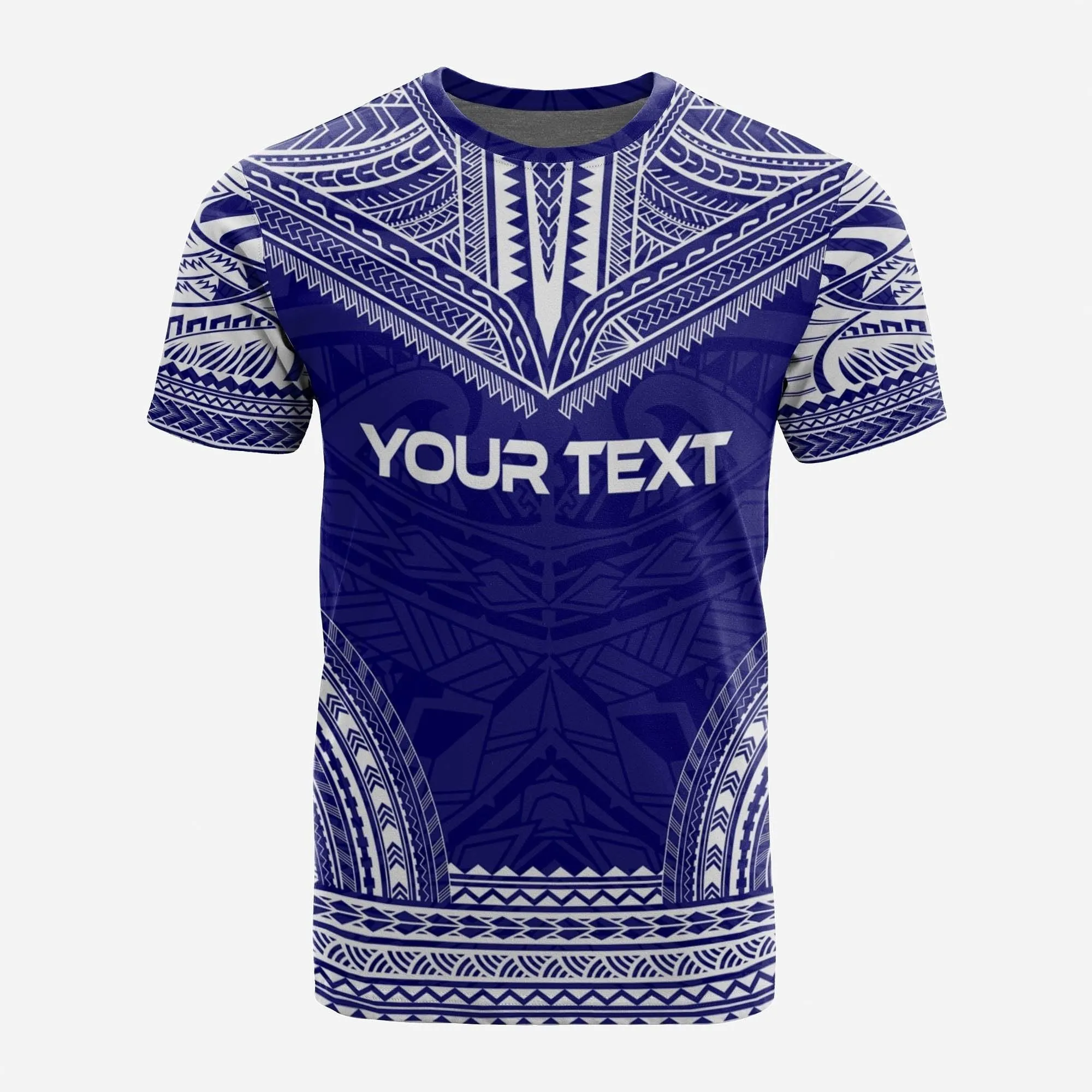 American Samoa Custom Personalised T Shirt - American Samoa Seal Polynesian Chief Tattoo Blue Version