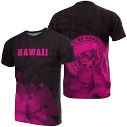 Hawaii State Hibiscus Pink Polynesian T-Shirt - Floral Style - AH - J1