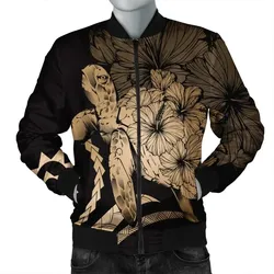 Alohawaii Jacket - Hawaii Turtle Hibiscus Polynesian Vintage Bomber Jacket - Gold - AH - J4R