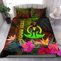 Vanuatu Polynesian Personalised Bedding Set - Hibiscus and Banana Leaves