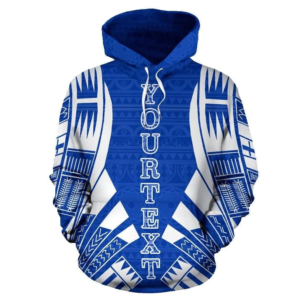 Pohnpei All Over Custom Personalised Hoodie - Blue Tattoo Style
