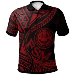 Federated States of Micronesia Polo Shirt - Plumeria Flowers Red Version