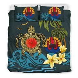 Polynesian Tahiti Coat Of Arm Turtle Hibiscus A Bedding Set Camli Paj