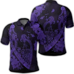 Alohawaii Shirt - Hawaiian Fish Hook Hibiscus Banzai Surfing Polynesian Polo Shirt Purple - AH - J5R