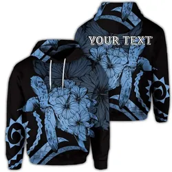 Alohawaii Hoodie - (Personalised) Hawaiian - Hawaii Turtle Hibiscus Polynesian Vintage Hoodie - Pastel Blue - AH - J4R