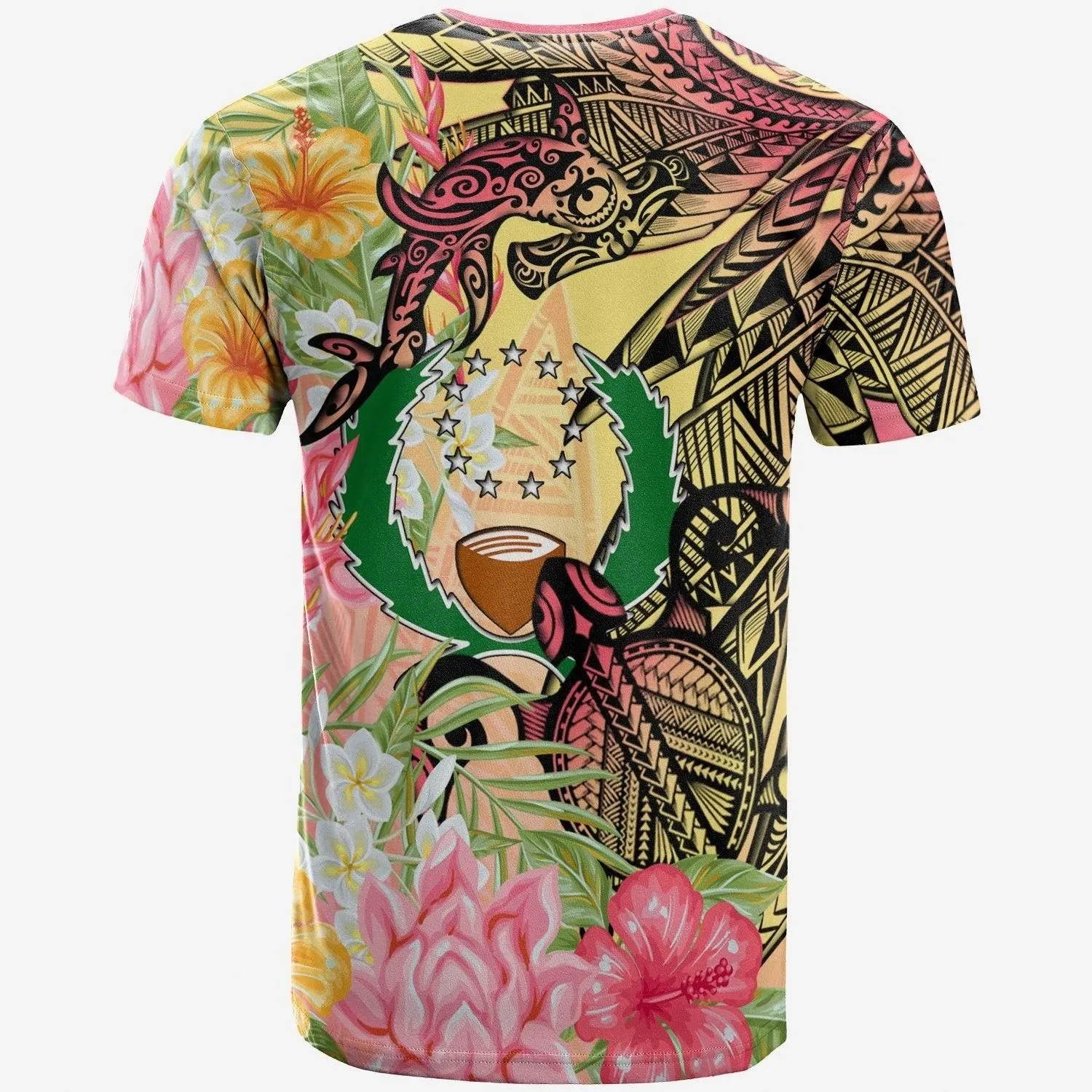 Pohnpei State T shirt - Flowers Tropical With Sea Animals