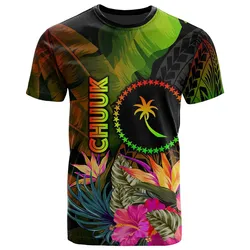 Chuuk Polynesian T-Shirt -Hibiscus and Banana Leaves
