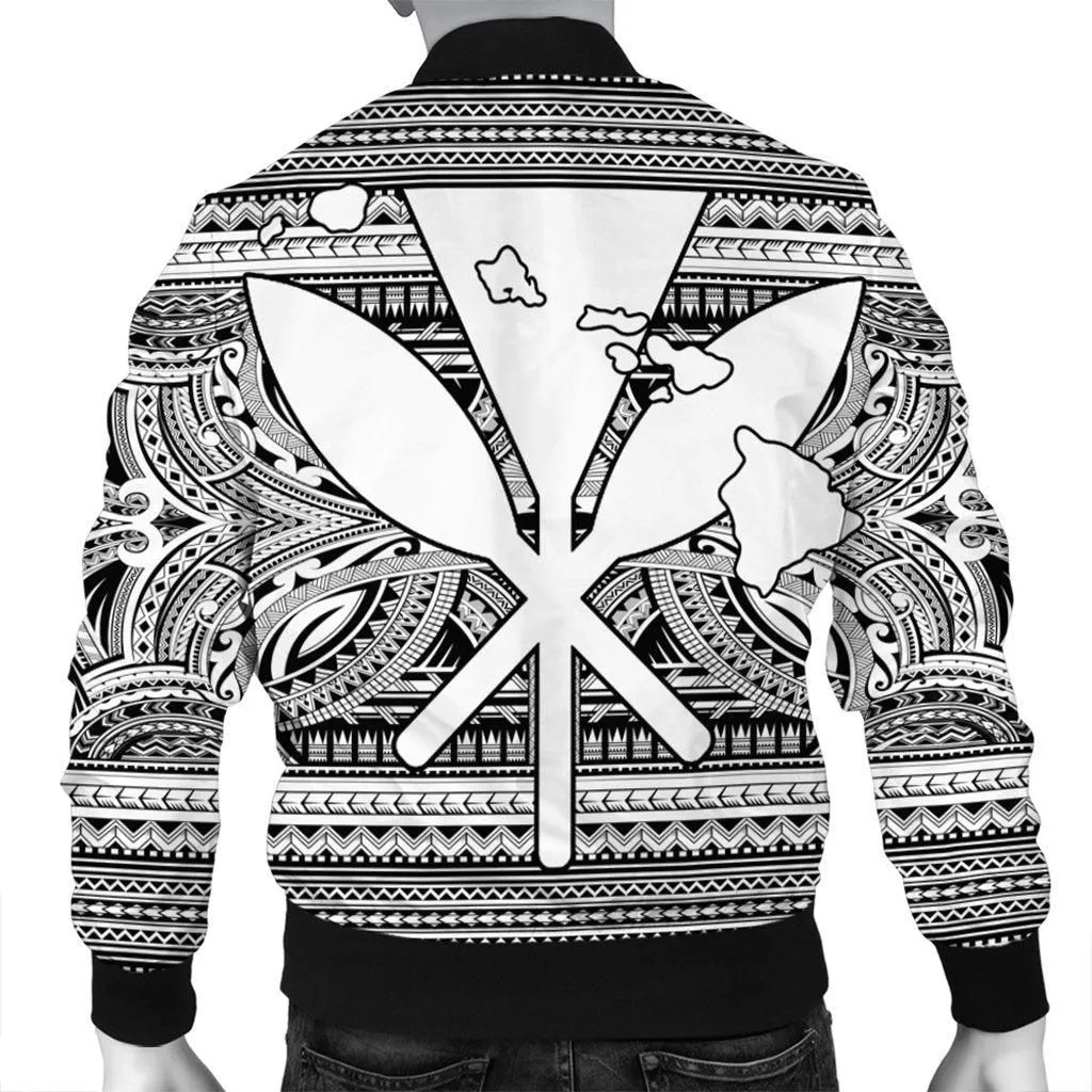 Hawaiian Kanaka Polynesian Tribal Bomber Jacket Reggae Color White AH