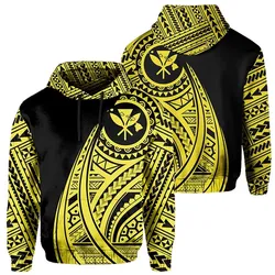Hawaii Kanaka Polynesian Tattoo Style Yellow Ah Unisex 3D Hoodie All Over Print Hkiar