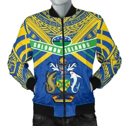 Solomon Islands Men Bomber Jacket Simple Coat Of Arms Rugby