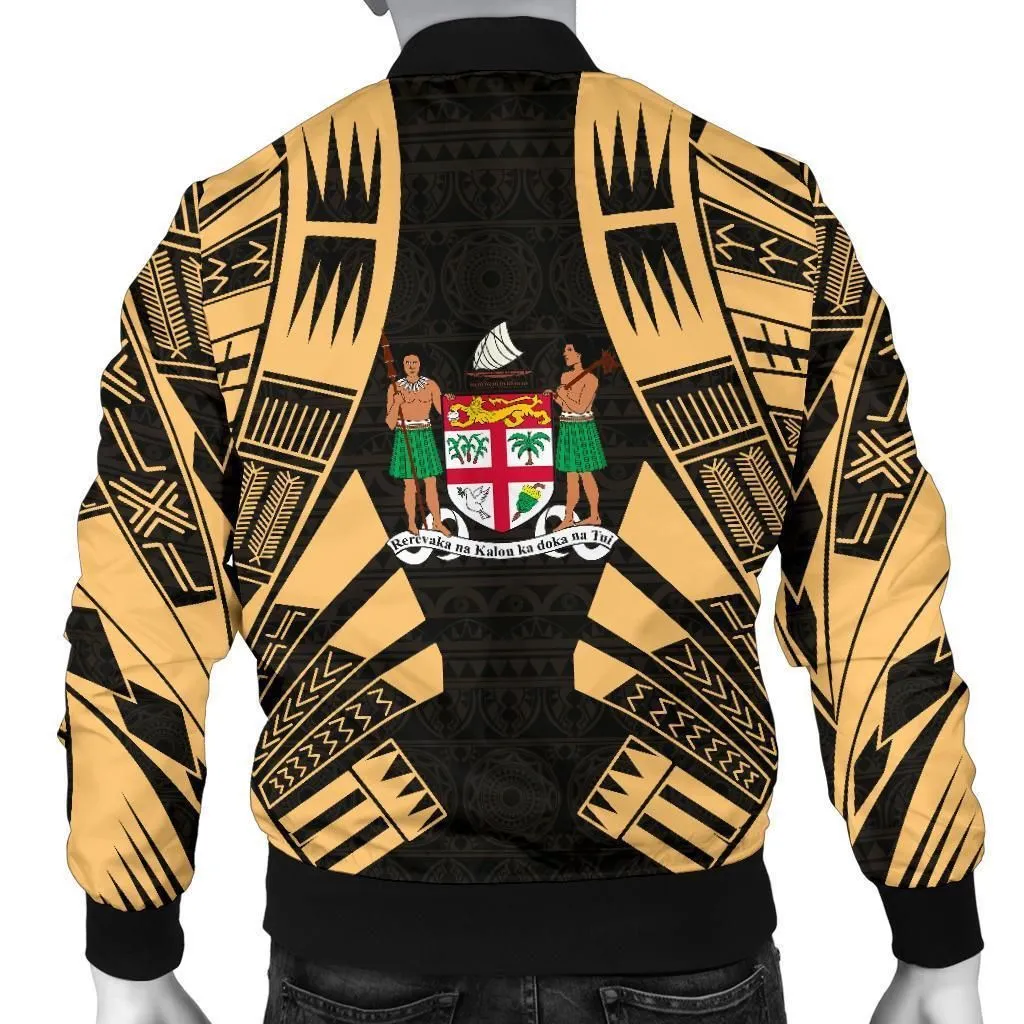 Fiji Men Bomber Jackets - Polynesian Tattoo Gold