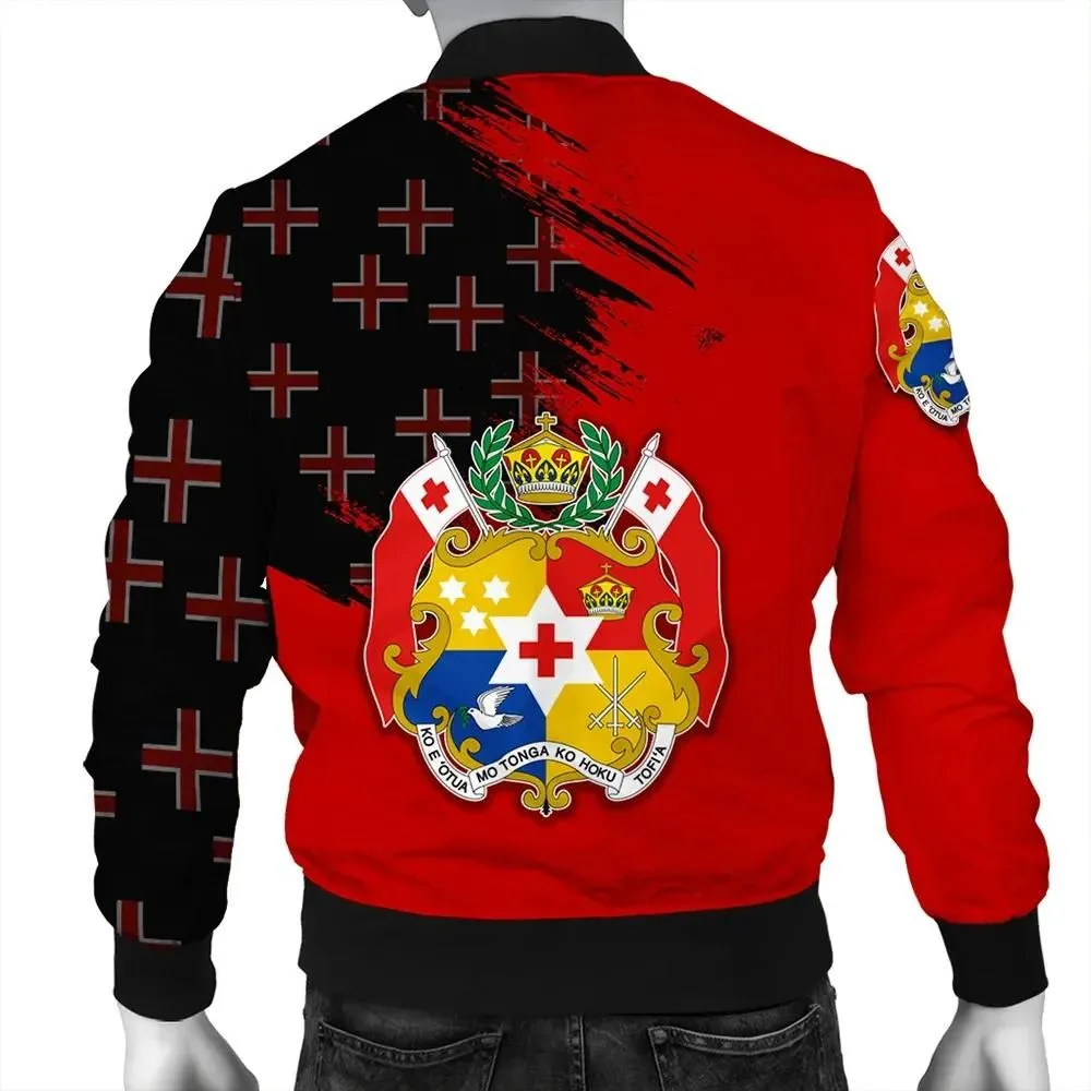 Tonga Coat Of Arms Men's Bomber Jacket Flag Style JH